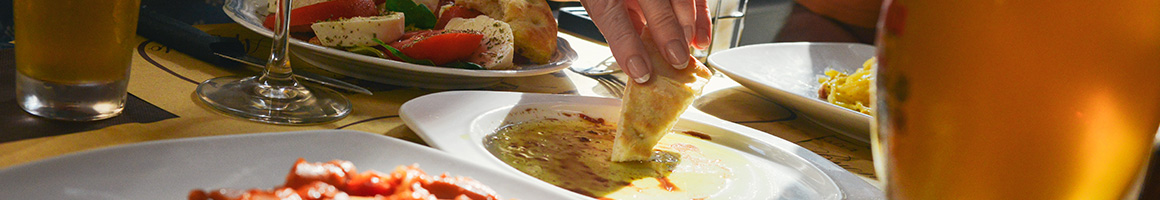 Eating Mediterranean at Almaza restaurant in Los Angeles, CA.